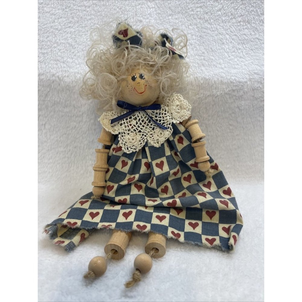 Vintage Hand Crafted Thread Wooden Spool Doll